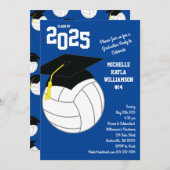 バレーボール卒業スポーツブルー 招待状 (正面/裏面)