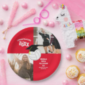 バレーボール卒業スポーツレッド ペーパープレート (パーティー)