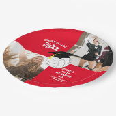 バレーボール卒業スポーツレッド ペーパープレート (アングル)