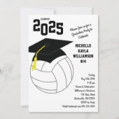 バレーボール卒業スポーツ白黒 招待状 (正面)