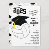 バレーボール卒業スポーツ白黒 招待状 (正面/裏面)