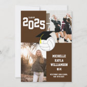 バレーボール卒業式スポーツブラウン発表 招待状 (正面)