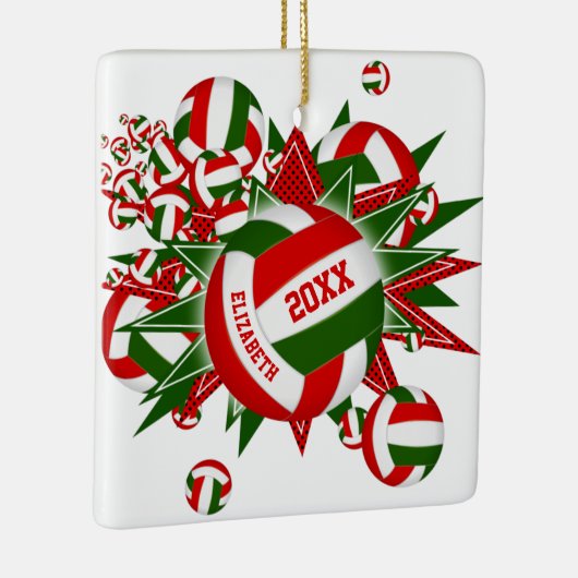 バレーボール吹抜き女の子の男の子クリスマススポーツ セラミックオーナメント (右)