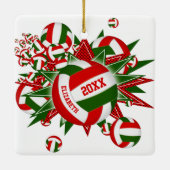 バレーボール吹抜き女の子の男の子クリスマススポーツ セラミックオーナメント (裏面)