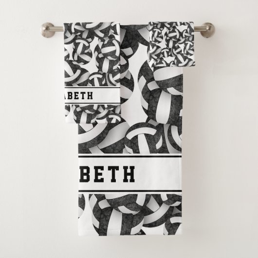 バレーボール女子ナスアスレチック白黒 バスタオルセット (インサイチュ)