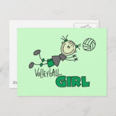 バレーボール女子Tシャツとギフト ポストカード (正面/裏面)