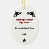 バレーボール女性金髪ヘアレッド&ブラック セラミックオーナメント (裏面)