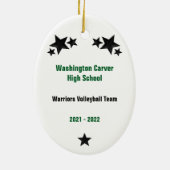 バレーボール女性黒毛緑&黒 セラミックオーナメント (裏面)