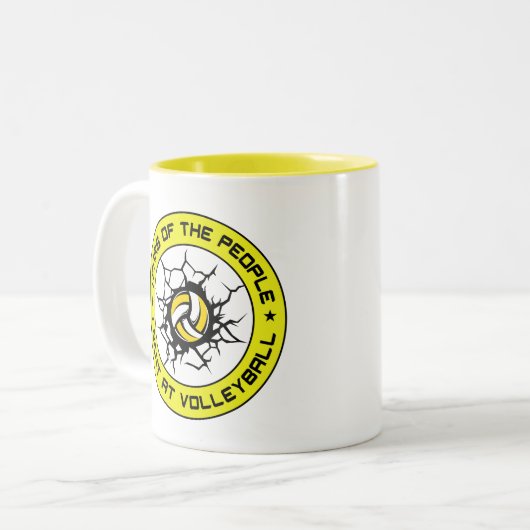 バレーボール好きの人々のビートの涙 ツートーンマグカップ (正面左)