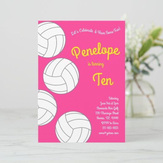 バレーボール子供の誕生日パーティー 招待状 (スタンド正面)