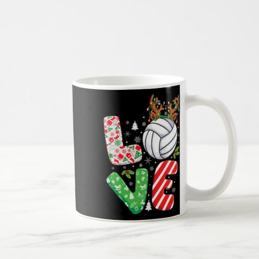 バレーボール愛好家ボーイズ女の子の子クリスマスクリスマスV コーヒーマグカップ (右)