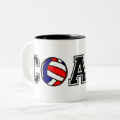 バレーボール感謝していコーチは、コーヒーマグをプレゼント ツートーンマグカップ (正面左)