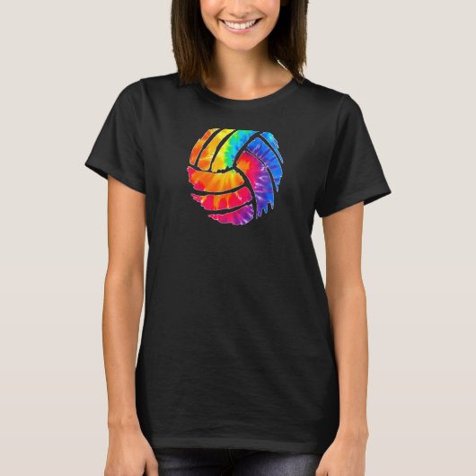 バレーボール数々の絞り染め色レインボー10代のガール Tシャツ (正面)
