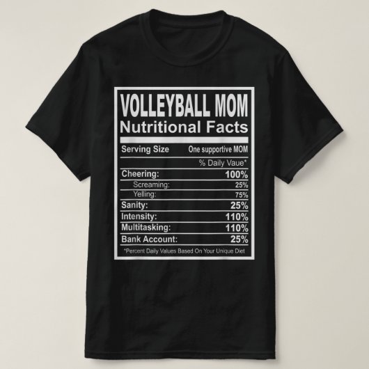 バレーボール母の栄養事実 Tシャツ (デザイン正面)