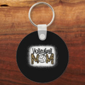 バレーボール母ヒョウ漂白おもしろい母の日W キーホルダー (正面)