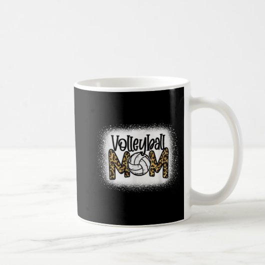 バレーボール母ヒョウ漂白おもしろい母の日W コーヒーマグカップ (右)
