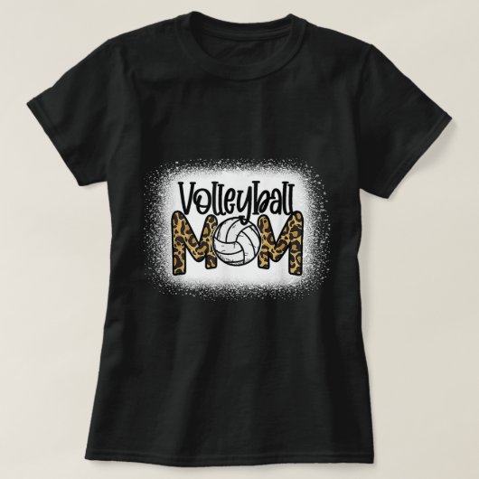 バレーボール母ヒョウ漂白おもしろい母の日W Tシャツ (デザイン正面)