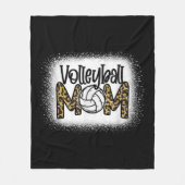 バレーボール母ママ女性ヒョウかわいい漂白おもしろいモト フリースブランケット (正面)