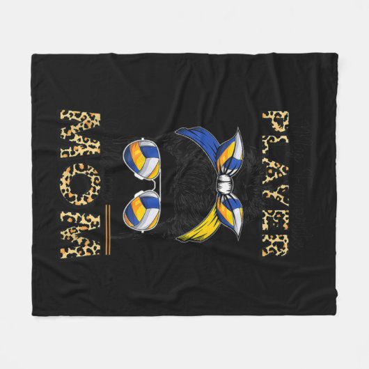 バレーボール母メッシーバンおもしろいスポーツボール母ママ フリースブランケット (正面(横))