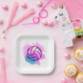 バレーボール水彩抽象芸術 ペーパープレート (パーティー)