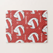 バレーボール球雪赤フェスティバル鮮やか子供の名前 ジグソーパズル (横)