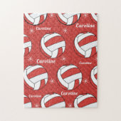 バレーボール球雪赤フェスティバル鮮やか子供の名前 ジグソーパズル (縦)