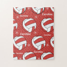 バレーボール球雪赤フェスティバル鮮やか子供の名前 ジグソーパズル