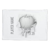 バレーボール白パーソナライズされた枕箱 枕カバー (裏面)