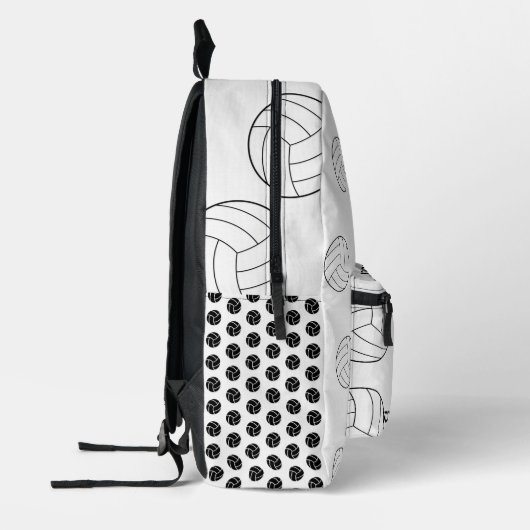 バレーボール白黒チームロゴ プリントバックパック (左)