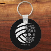 バレーボール私は物事を行うことができる聖句God Jesus G キーホルダー (正面)