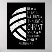 バレーボール私は物事を行うことができる聖句God Jesus G ポスター (正面)