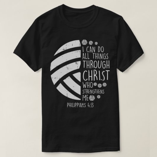 バレーボール私は物事を行うことができる聖句God Jesus G Tシャツ (デザイン正面)