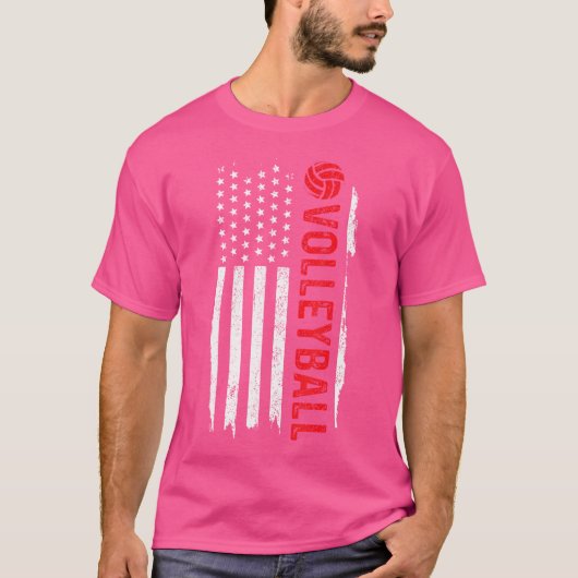 バレーボール米国国旗のバレーボール選手 Tシャツ (正面)