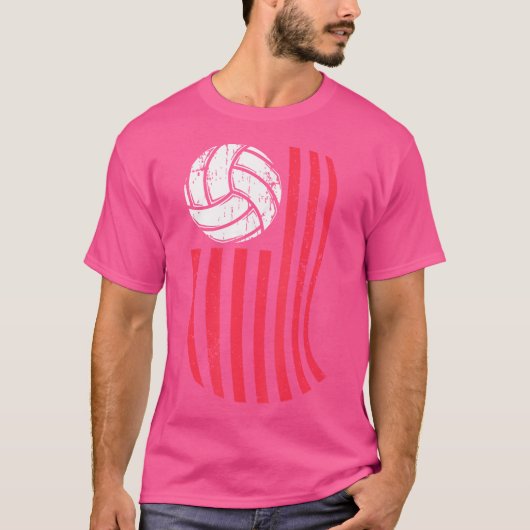 バレーボール米国国旗7月4日 Tシャツ (正面)