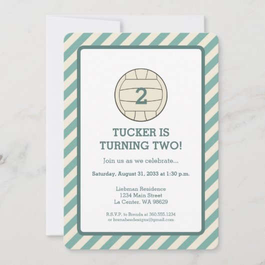 バレーボール誕生パーティー 招待状 (正面)