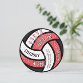 バレーボール誕生日パーティーレッドグリッター 招待状 (スタンド正面)