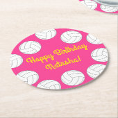 バレーボール誕生日パーティー ラウンドペーパーコースター (アングル)