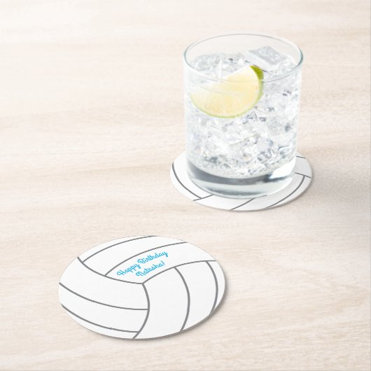 バレーボール誕生日パーティー ラウンドペーパーコースター (インサイチュ)