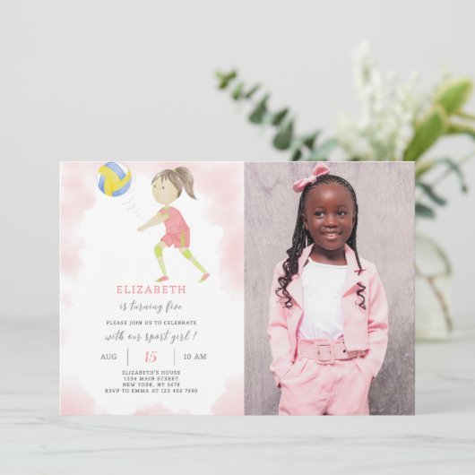 バレーボール誕生日招待状(写真付) 招待状 (スタンド正面)