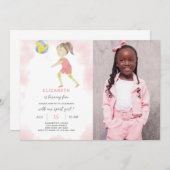 バレーボール誕生日招待状(写真付) 招待状 (正面/裏面)