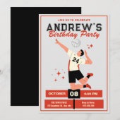 バレーボール誕生日 招待状 (正面/裏面)