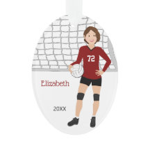 バレーボール赤と黒のショートヘアブルネット