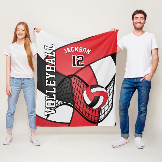 バレーボール🏐赤、白、黒 フリースブランケット (インサイチュ)