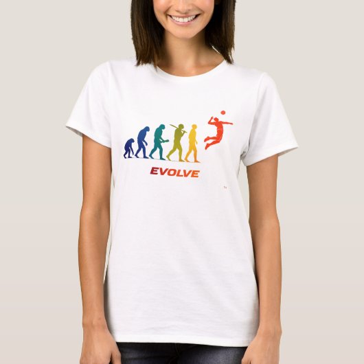 バレーボール進化のシルエットスパイクデザイン Tシャツ (正面)