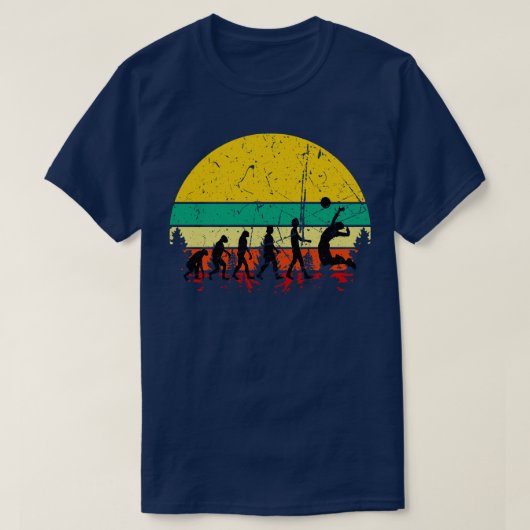 バレーボール進化レトロ Tシャツ (デザイン正面)