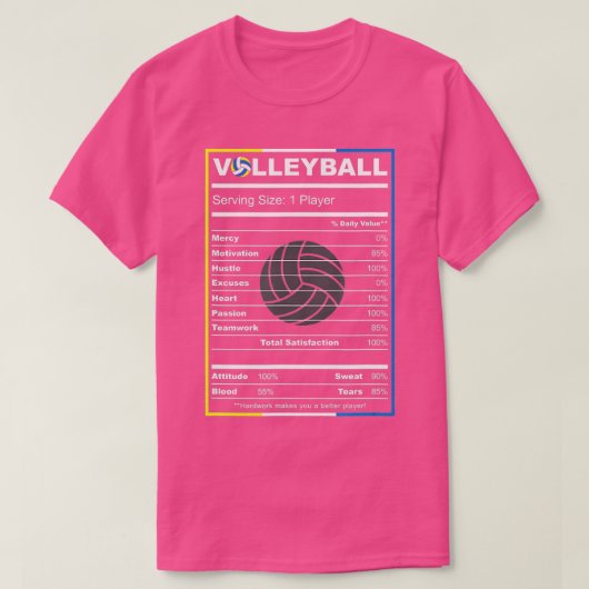 バレーボール選手おかしなバレーボールの栄養事実 Tシャツ (デザイン正面)