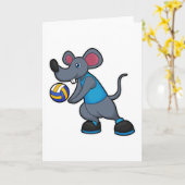 バレーボール選手としてのマウスとバレーボール カード (黄色い花)