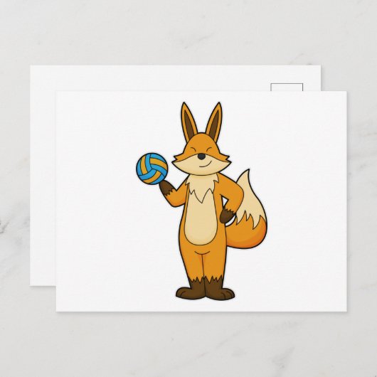 バレーボール選手としての狐とバレーボール ポストカード (正面/裏面)