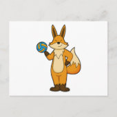 バレーボール選手としての狐とバレーボール ポストカード (正面)