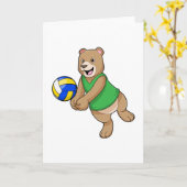 バレーボール選手としてクマ with バレーボール カード (黄色い花)